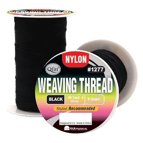 Spool of black M&M nylon weaving thread for hair extensions