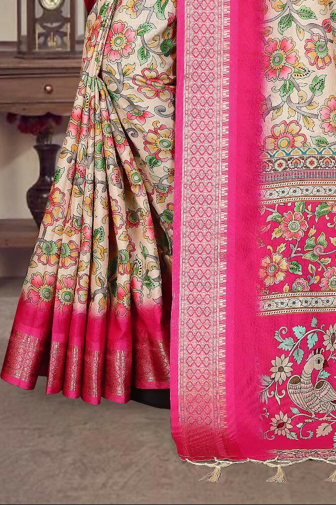 Multi Heavy Rich Cotton Silk Digital Print & Jacquard Saree