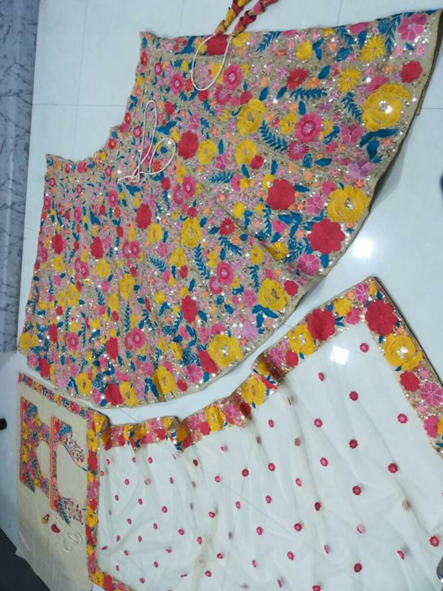Multicolor Georgette Lehenga Choli with 5mm Sequins Embroidery