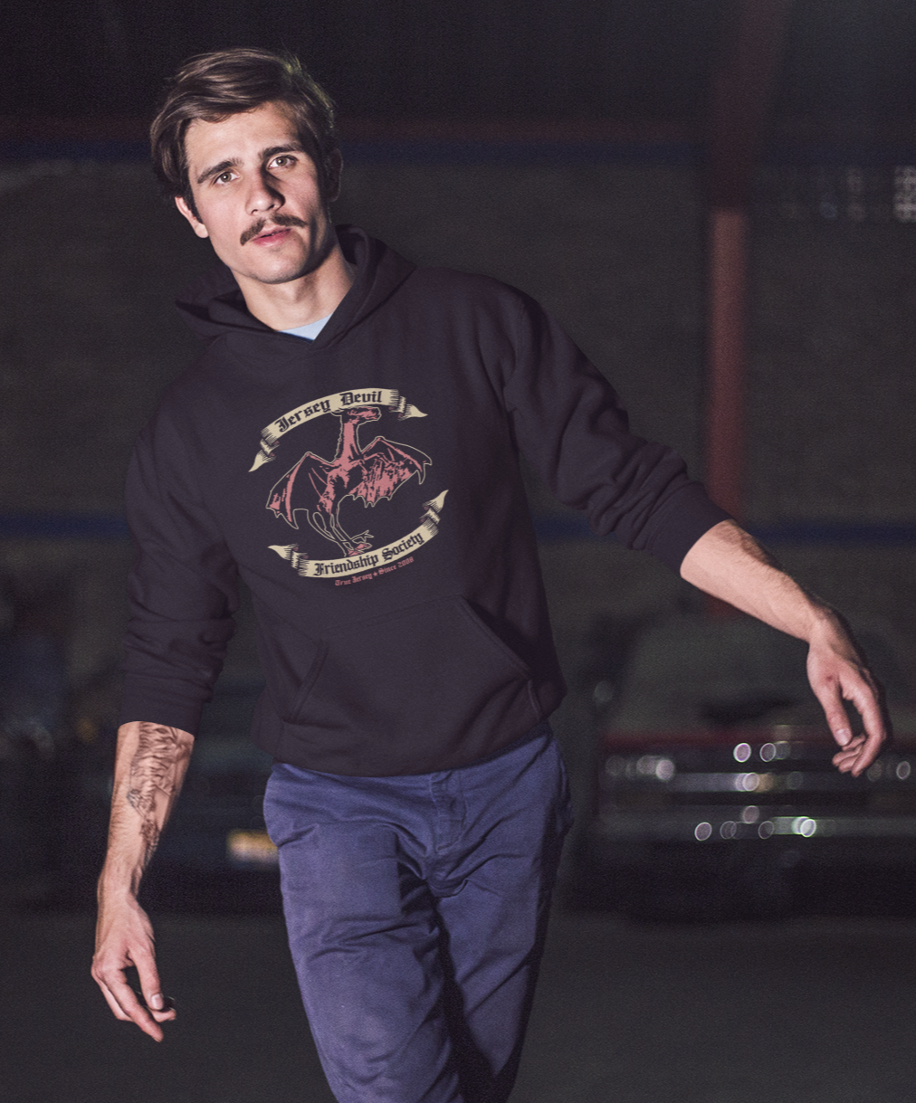 Jersey Devil Friendship Society Relaxed Fit Cotton Hoodie