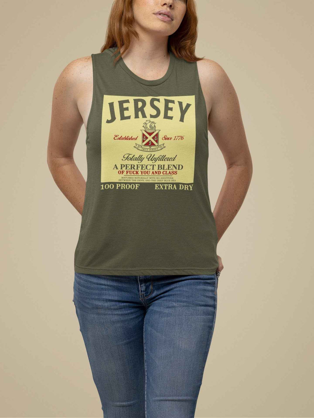 A Perfect Blend Girls Tank: Relaxed Olive Green Graphic Top