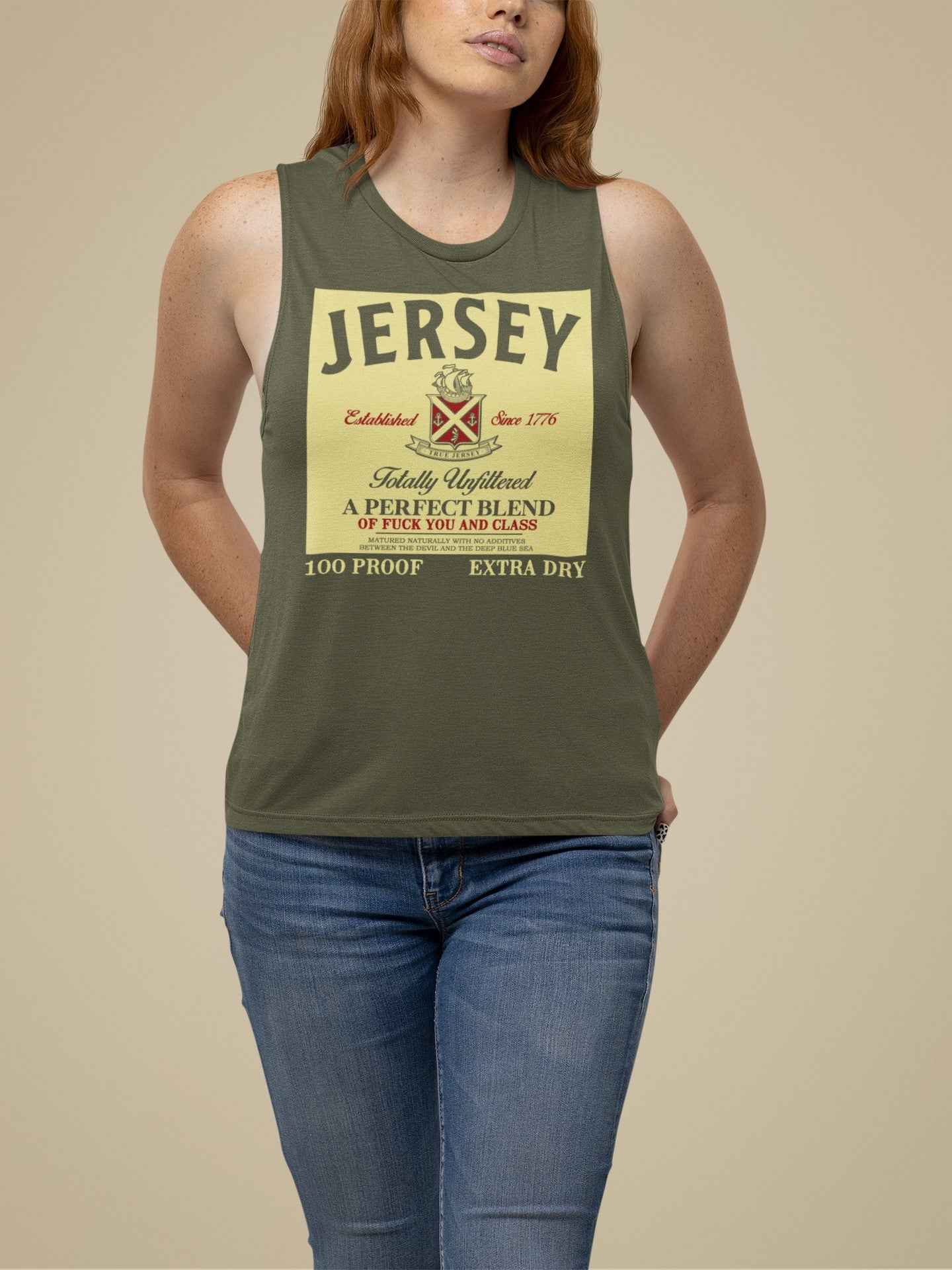 A Perfect Blend Girls Tank: Relaxed Olive Green Graphic Top