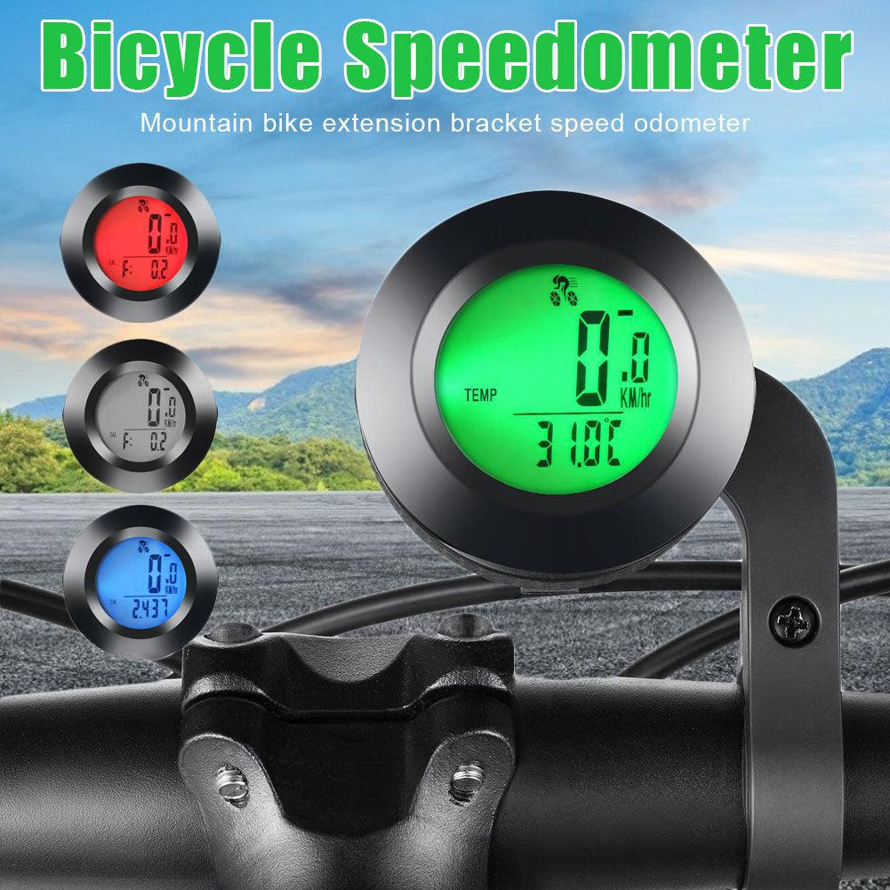 Modern wireless bicycle computer with round luminous LCD screen in black or silver finish