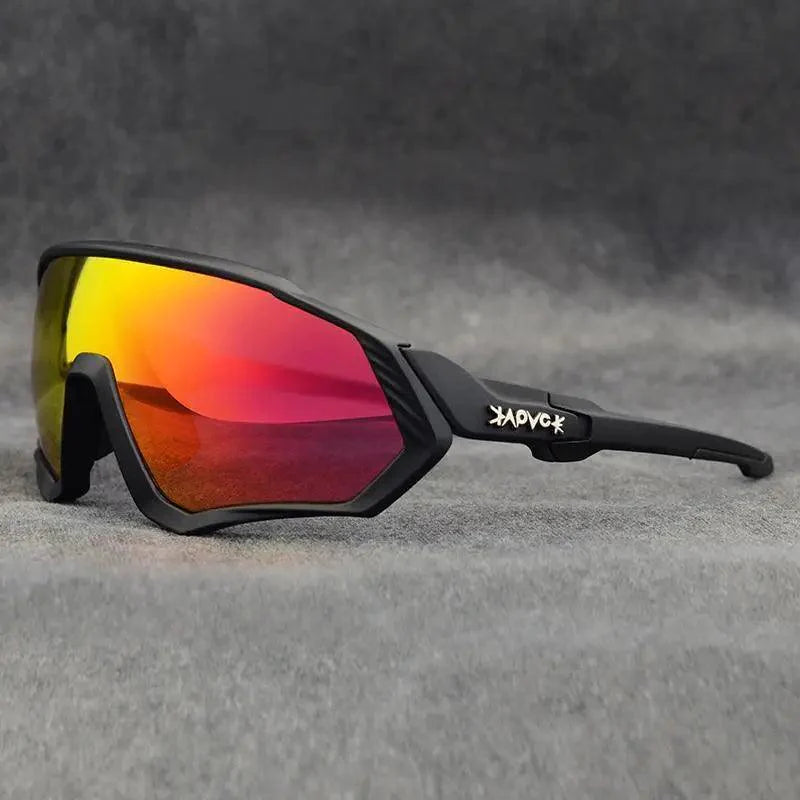 Black polarized sports cycling sunglasses for men and women