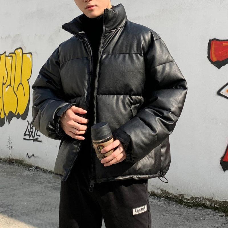 Men's Black Padded Oversized Winter Jacket Warm Heavyweight Coat