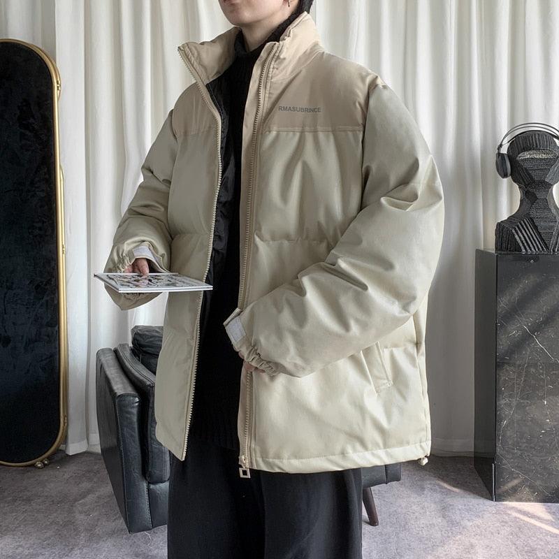 Men's Black Padded Oversized Winter Jacket Warm Heavyweight Coat
