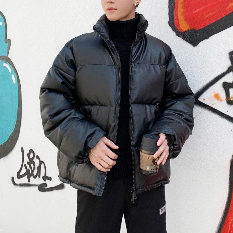Men's Black Padded Oversized Winter Jacket Warm Heavyweight Coat