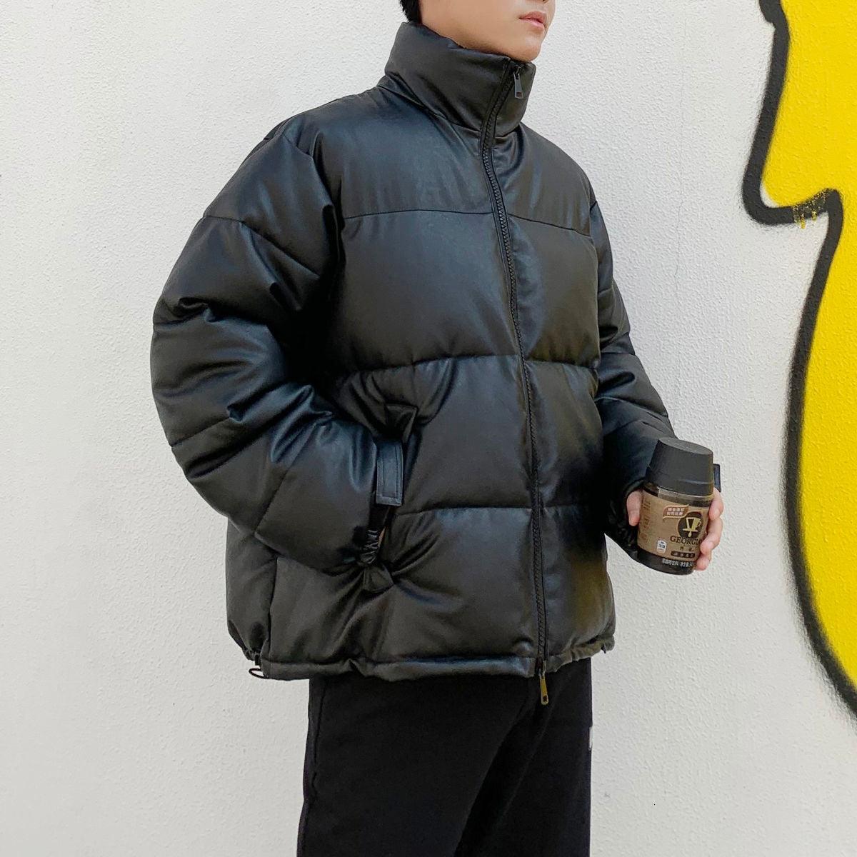 Men's Black Padded Oversized Winter Jacket Warm Heavyweight Coat