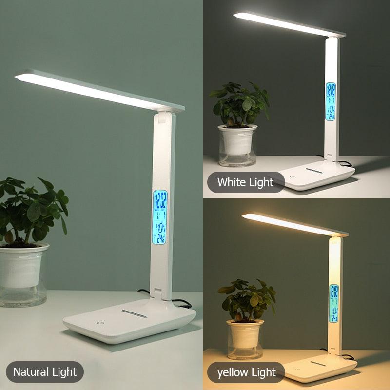 Smart LED Office Desk Lamp with Alarm, Calendar & Temperature Display