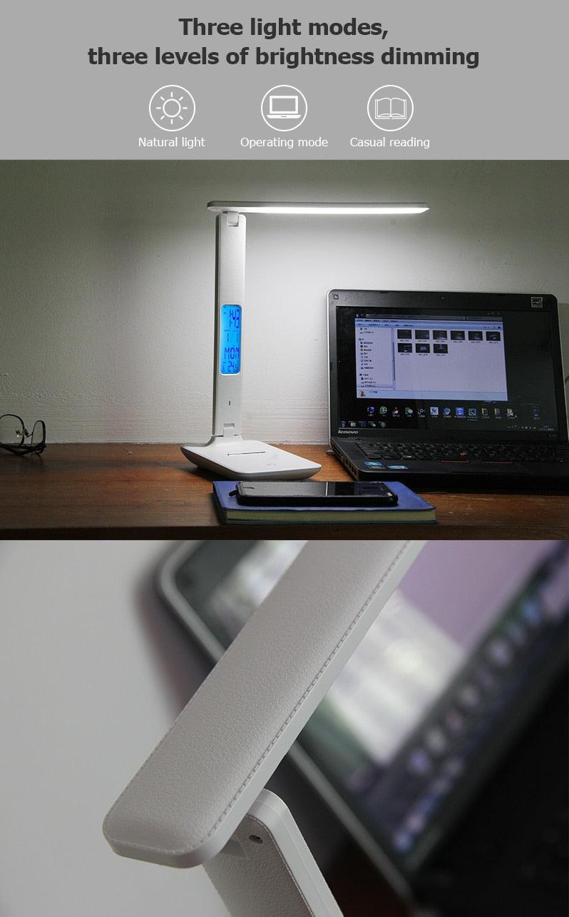 Smart LED Office Desk Lamp with Alarm, Calendar & Temperature Display