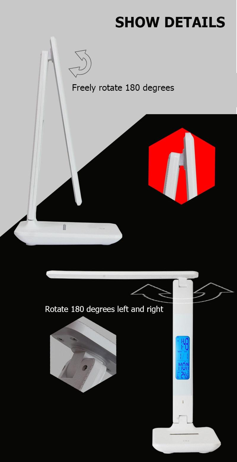 Smart LED Office Desk Lamp with Alarm, Calendar & Temperature Display