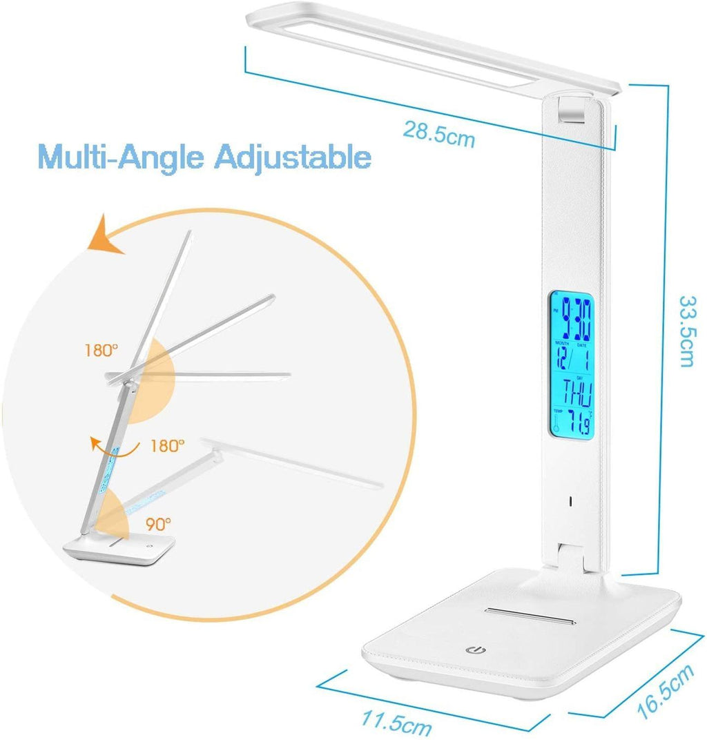 Smart LED Office Desk Lamp with Alarm, Calendar & Temperature Display