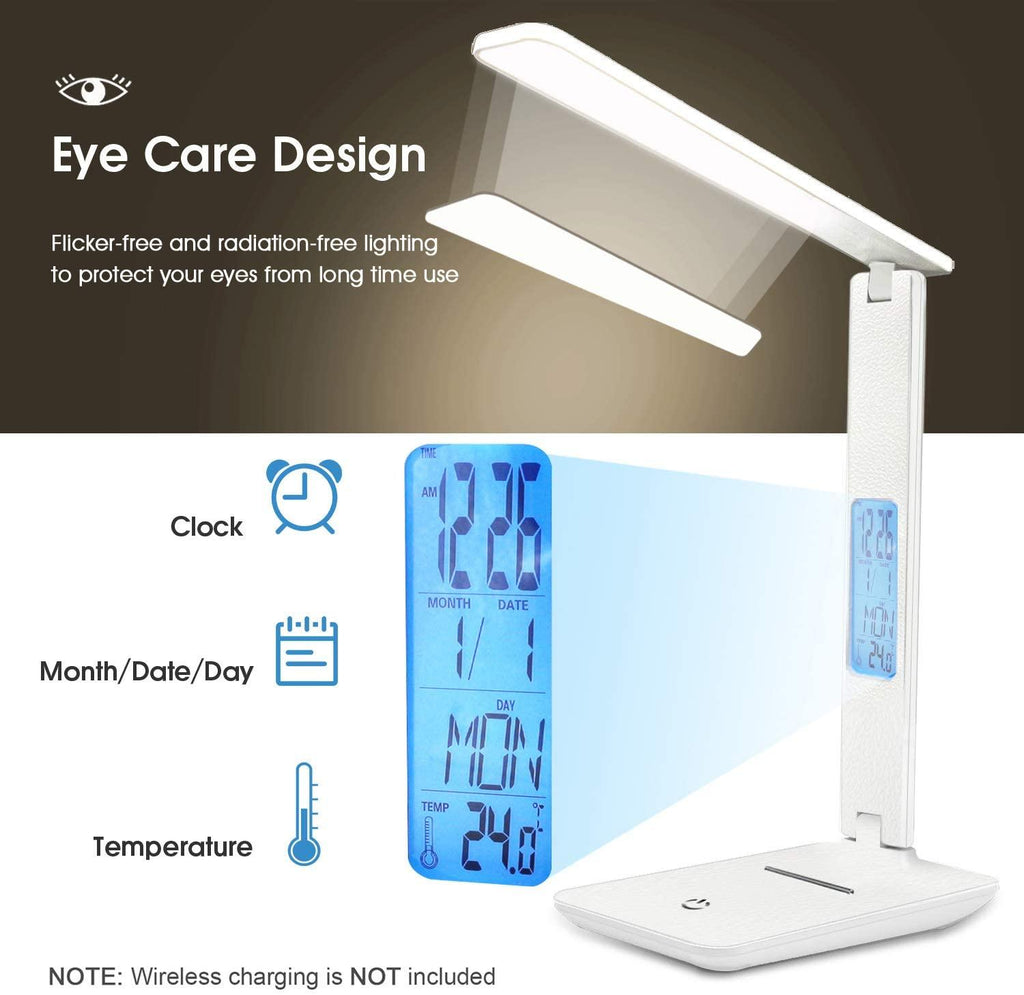 Smart LED Office Desk Lamp with Alarm, Calendar & Temperature Display