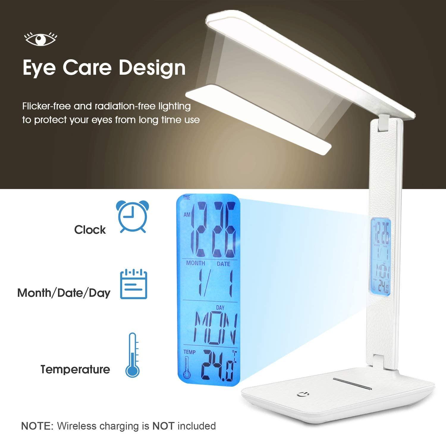 Smart LED Office Desk Lamp with Alarm, Calendar & Temperature Display