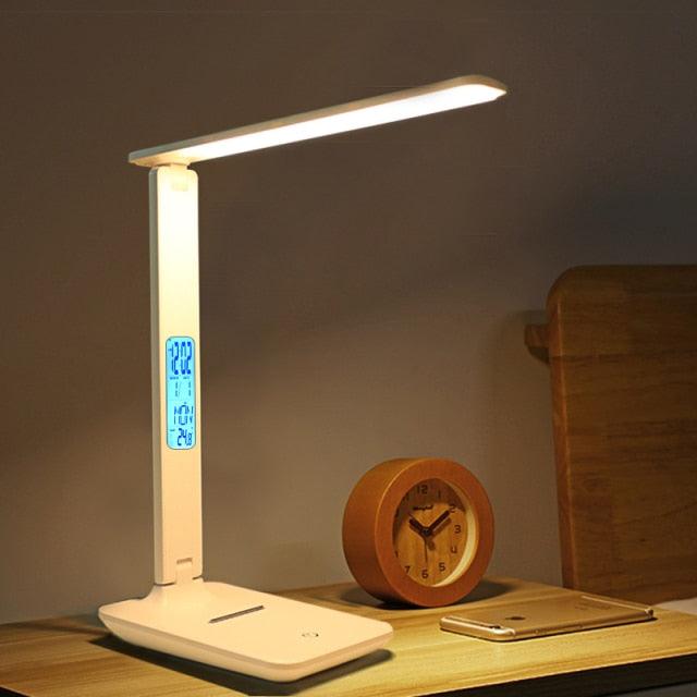 Smart LED Office Desk Lamp with Alarm, Calendar & Temperature Display