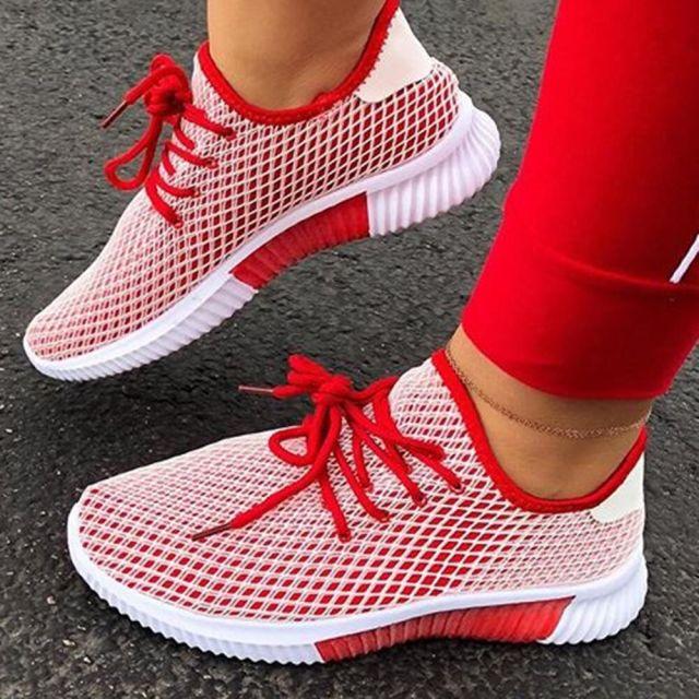 Women's Lightweight Breathable Mesh Lace-Up Fashion Sneakers