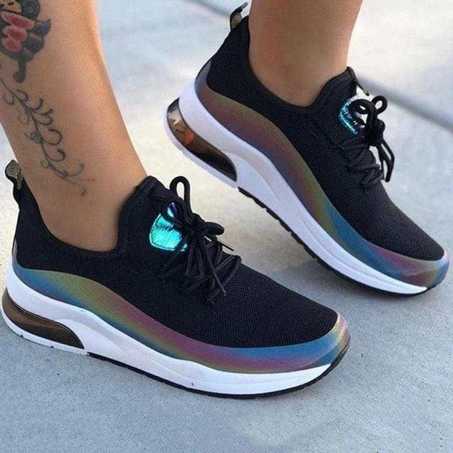 Women's Lightweight Breathable Mesh Lace-Up Fashion Sneakers