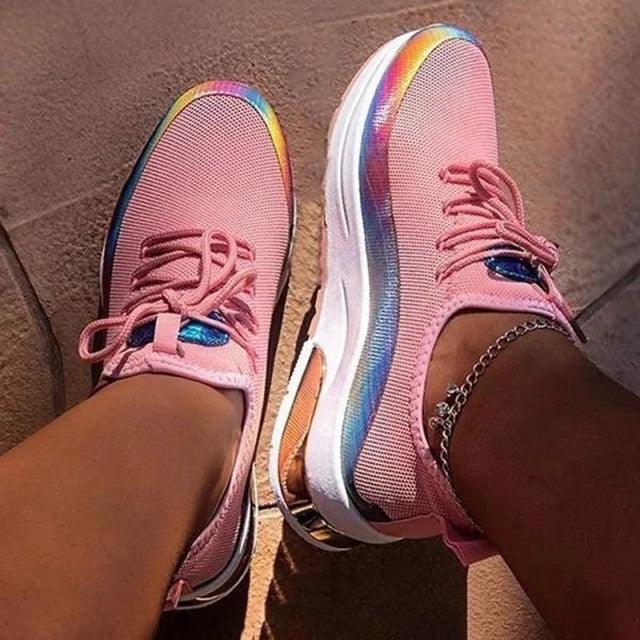 Women's Lightweight Breathable Mesh Lace-Up Fashion Sneakers