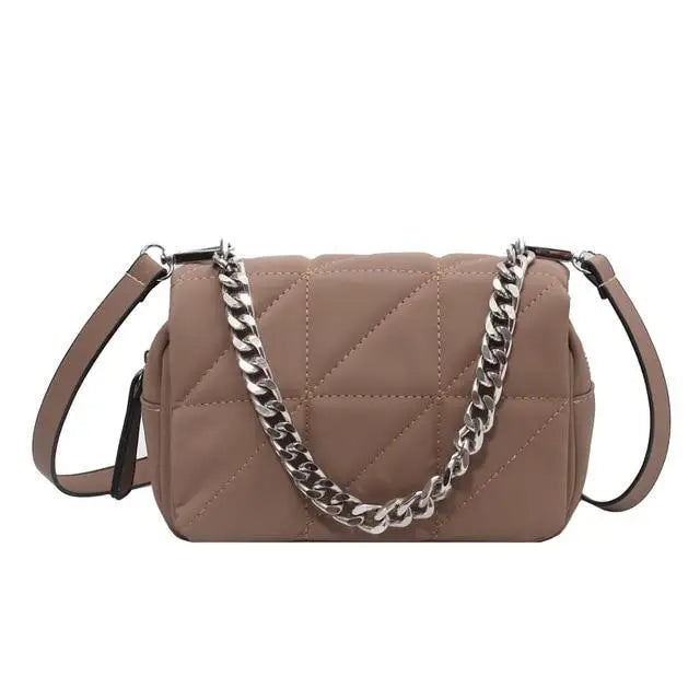 Mini Nylon Crossbody Satchel with Designer Metal Chain for Kids