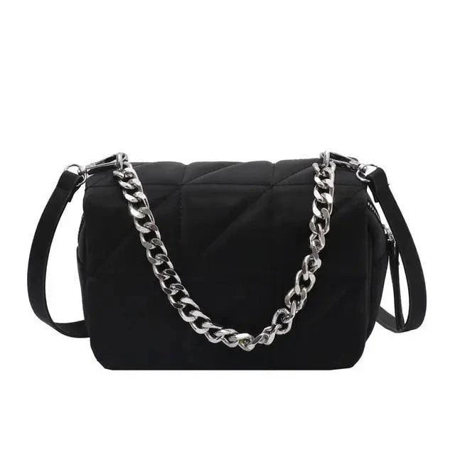 Mini Nylon Crossbody Satchel with Designer Metal Chain for Kids