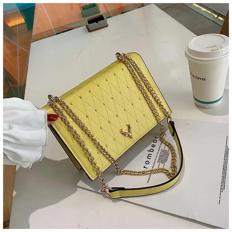 Geometric Leather Crossbody Bag with Designer Chain Strap