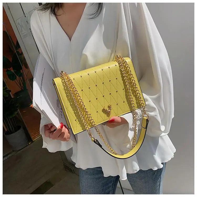 Geometric Leather Crossbody Bag with Designer Chain Strap