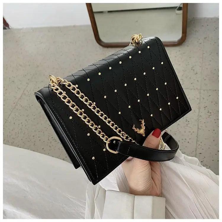 Geometric Leather Crossbody Bag with Designer Chain Strap