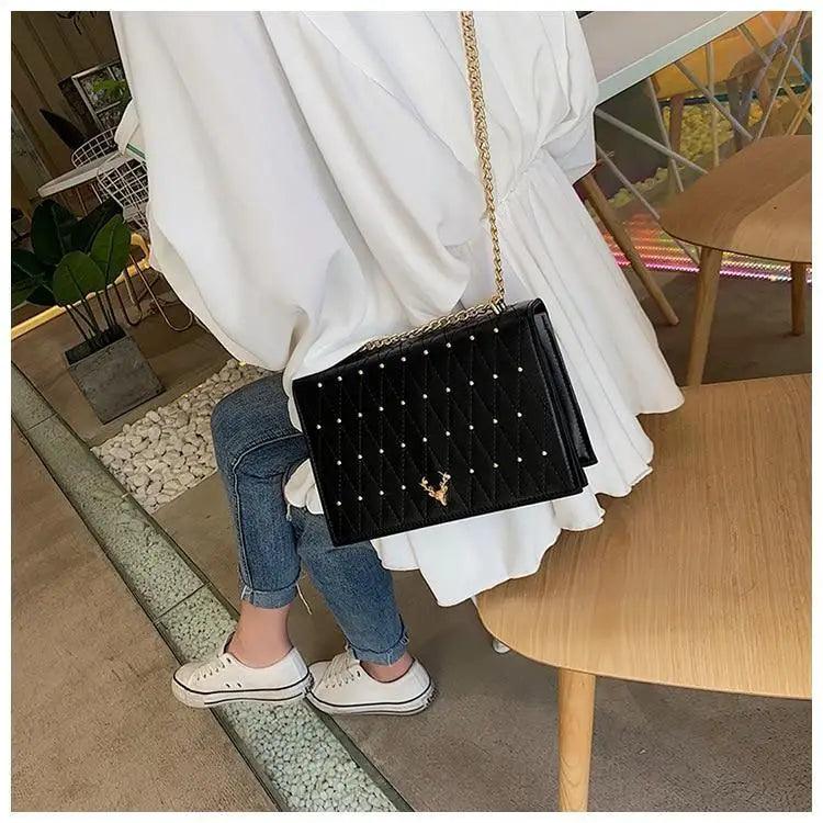 Geometric Leather Crossbody Bag with Designer Chain Strap