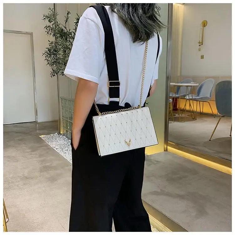 Geometric Leather Crossbody Bag with Designer Chain Strap