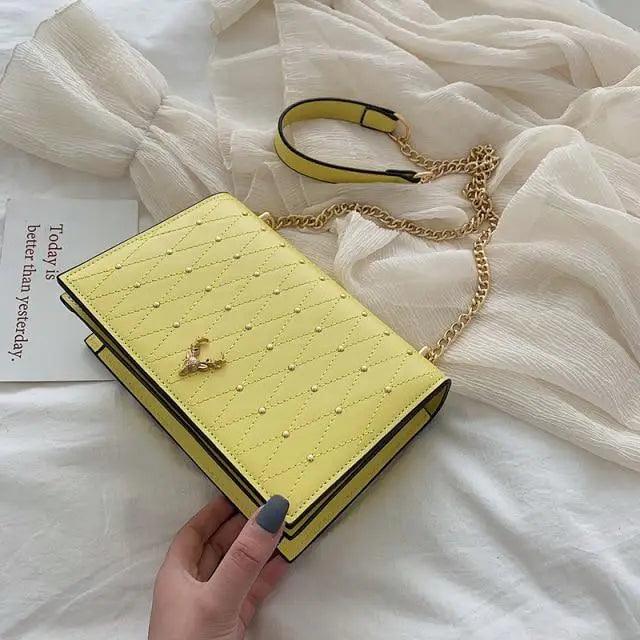 Geometric Leather Crossbody Bag with Designer Chain Strap