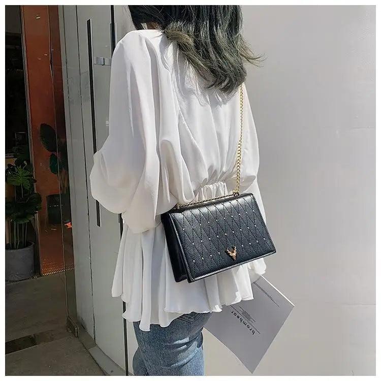 Geometric Leather Crossbody Bag with Designer Chain Strap
