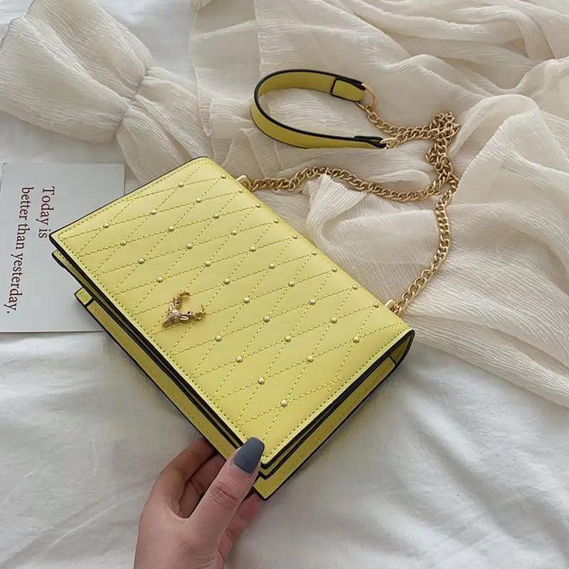 Geometric Leather Crossbody Bag with Designer Chain Strap