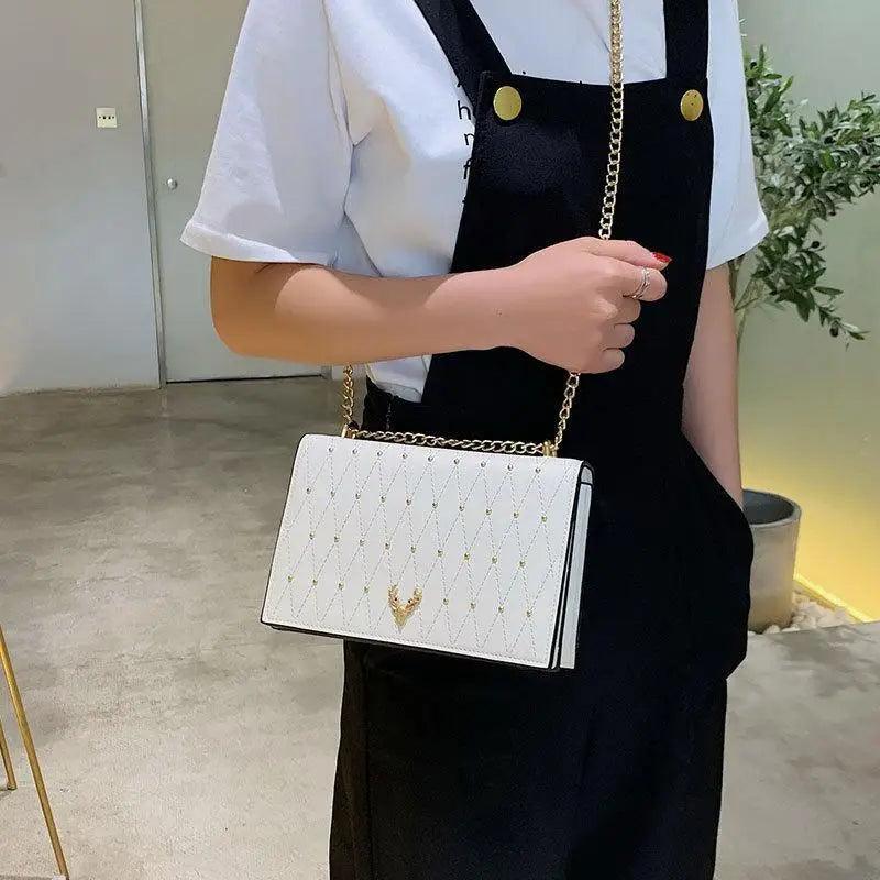 Geometric Leather Crossbody Bag with Designer Chain Strap