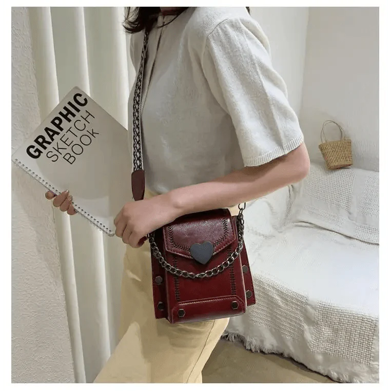Elegant Heart-Shaped Studded Shoulder Bag for Girls and Women