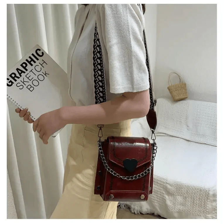Elegant Heart-Shaped Studded Shoulder Bag for Girls and Women