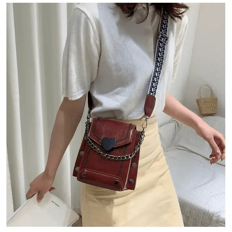 Elegant Heart-Shaped Studded Shoulder Bag for Girls and Women