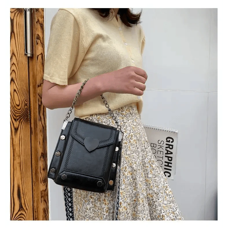 Elegant Heart-Shaped Studded Shoulder Bag for Girls and Women