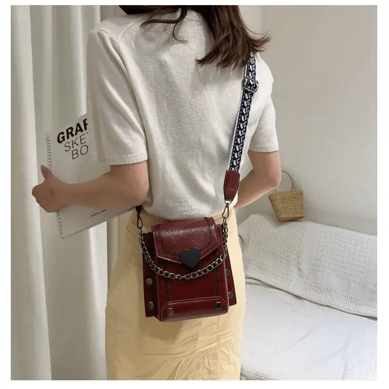 Elegant Heart-Shaped Studded Shoulder Bag for Girls and Women