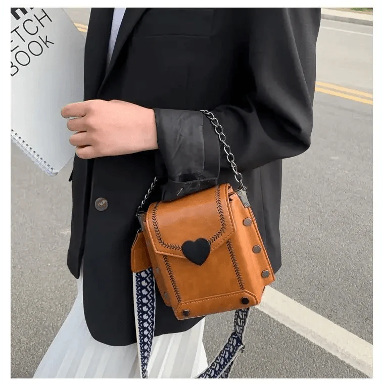 Elegant Heart-Shaped Studded Shoulder Bag for Girls and Women
