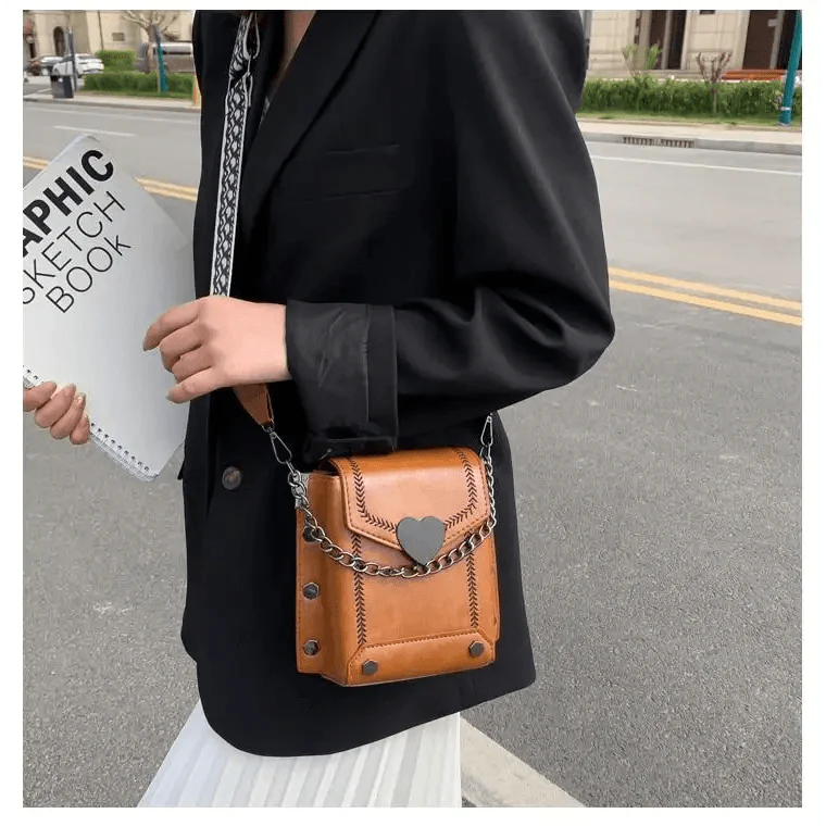 Elegant Heart-Shaped Studded Shoulder Bag for Girls and Women