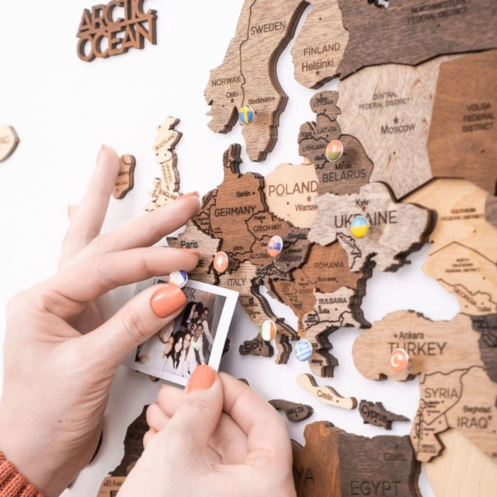 Farmhouse Fall Wooden World Map Modern Rustic Wall Art