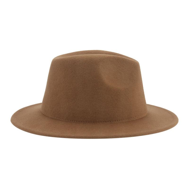 Vintage Retro Wide Brim Felt Fedora with Buckle Detail