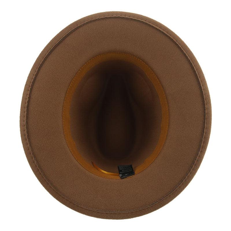 Vintage Retro Wide Brim Felt Fedora with Buckle Detail