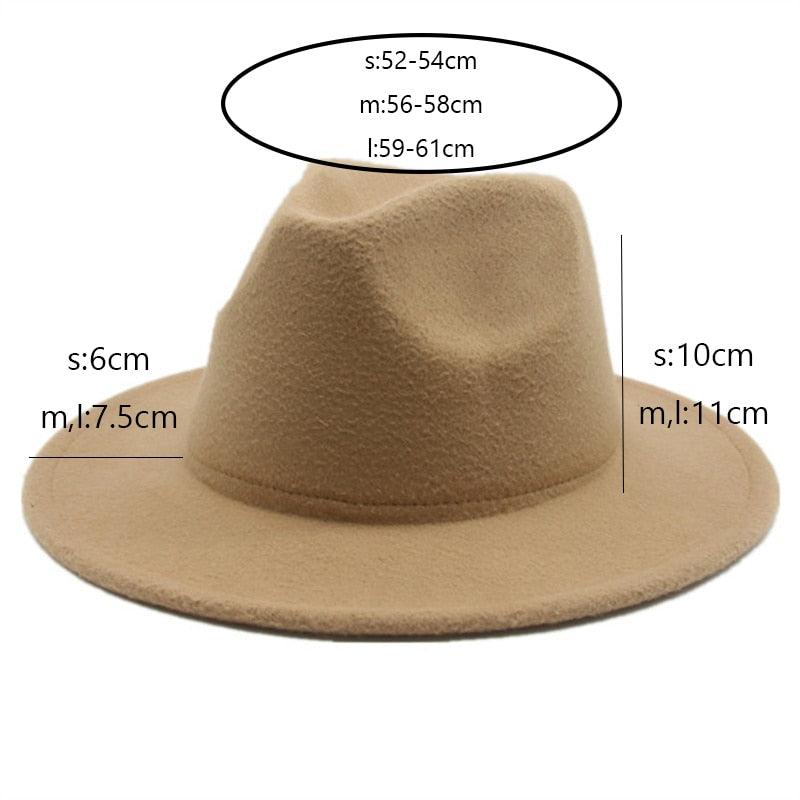 Vintage Retro Wide Brim Felt Fedora with Buckle Detail
