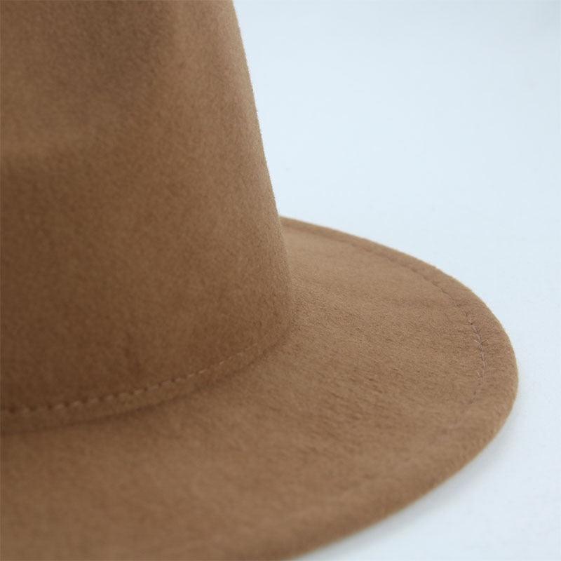 Vintage Retro Wide Brim Felt Fedora with Buckle Detail