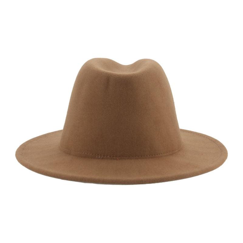 Vintage Retro Wide Brim Felt Fedora with Buckle Detail