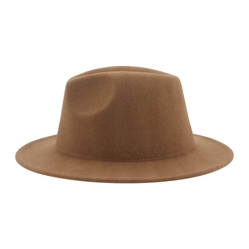 Vintage Retro Wide Brim Felt Fedora with Buckle Detail