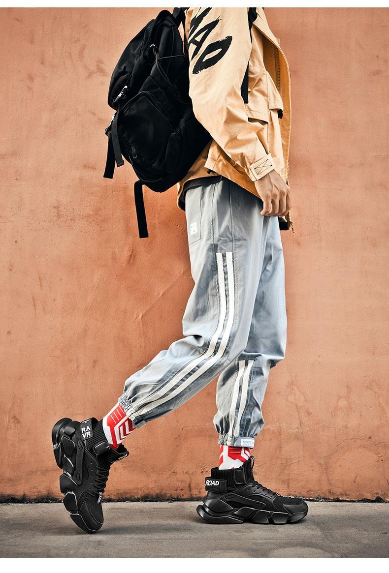Beige High Top Chunky Sneakers Breathable Mesh Fashion Shoes