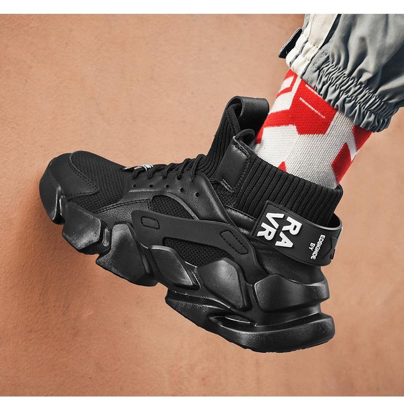 Beige High Top Chunky Sneakers Breathable Mesh Fashion Shoes