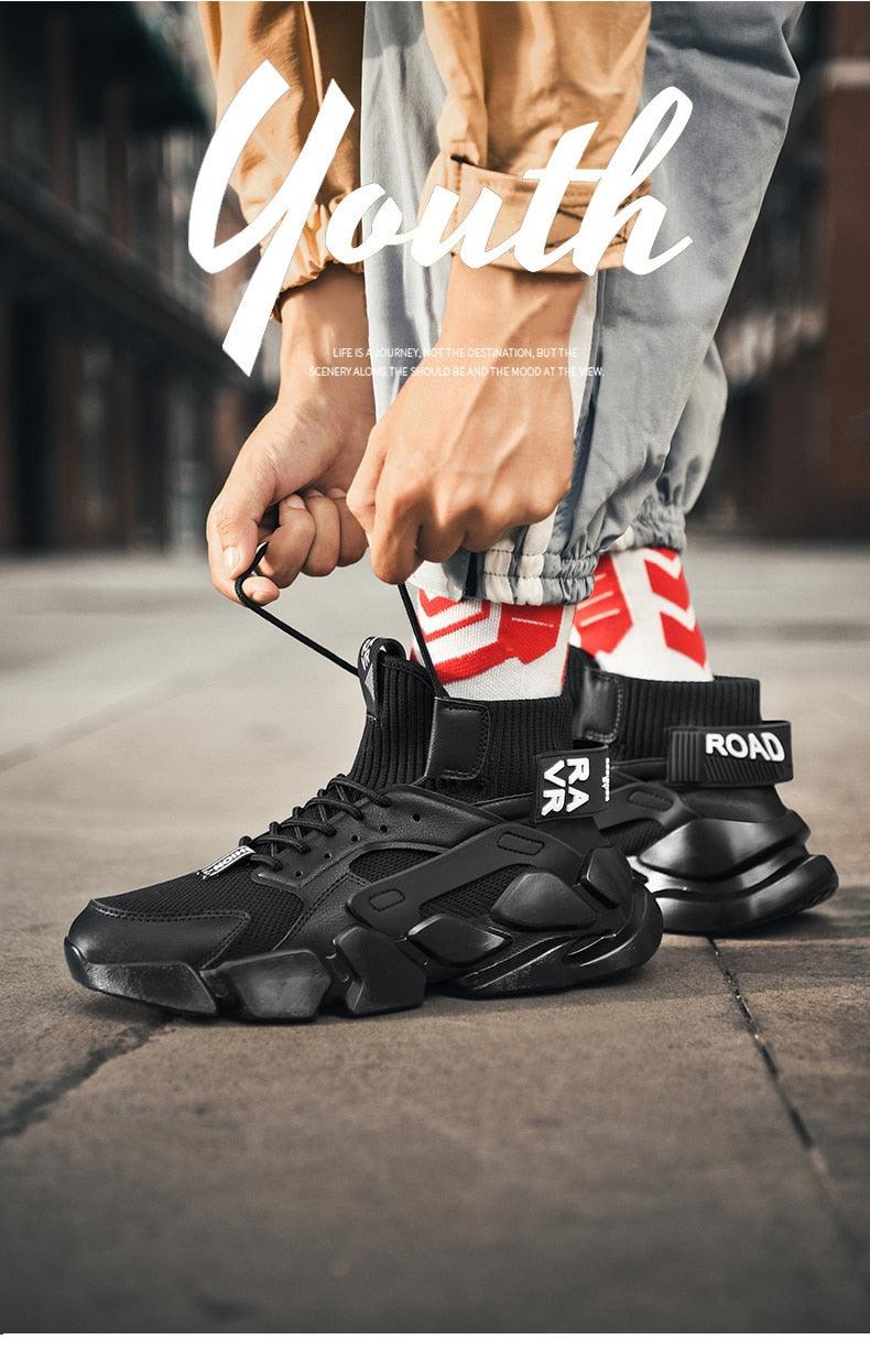 Beige High Top Chunky Sneakers Breathable Mesh Fashion Shoes